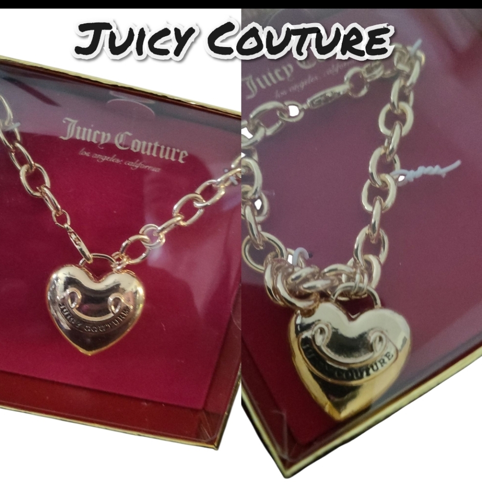 Juicy Couture Gold Heart Necklace and Bracelet Set